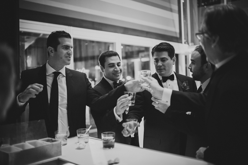 Groom and groomsmen at the bar