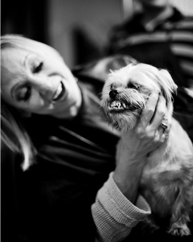 Smiling dog at wedding