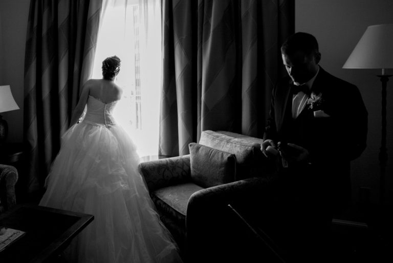 WPJA award winning image - Bride and groom Westin Riverwalk, San Antonio before cocktail party wedding reception