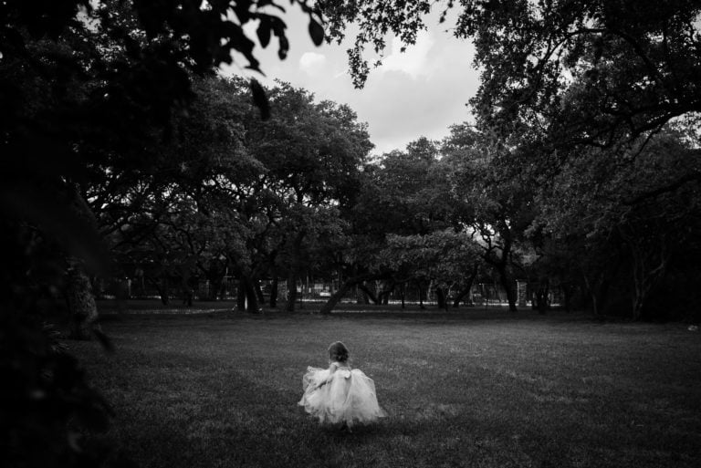 At a wedding, flower girl at The Verandah, San Antonio