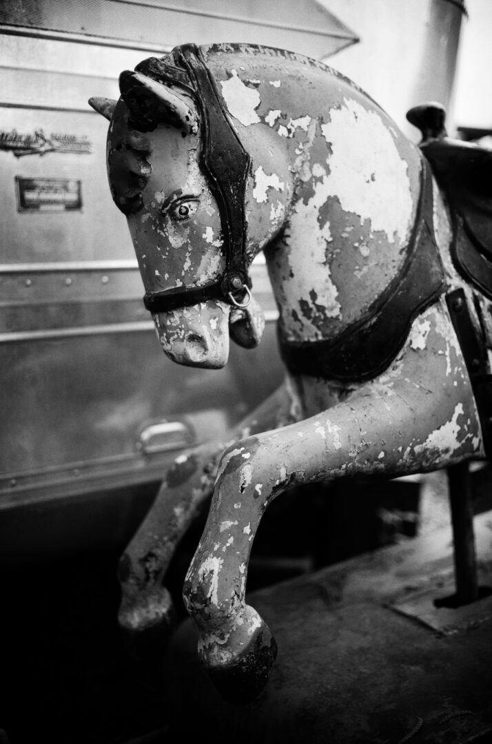 a close up of a mannequin horse