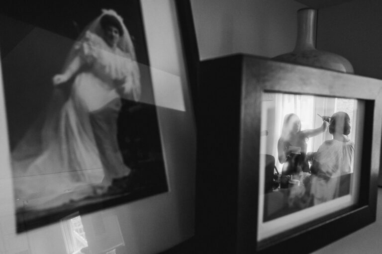 Bride gets ready on her wedding day with her grandmother pictured on her wedding day - St Peter Prince of The Apostles Catholic Church Philip Thomas L1030799